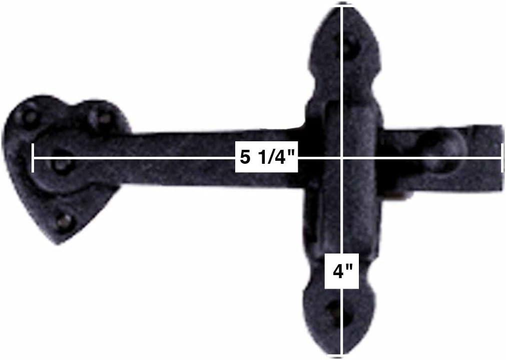 Renovators Supply Black Wrought Iron Gate Flip Latch Decorative Antique Heart Style Medium to Light Duty 4" Long Flip Door Lock Rust Resistant Powder Coated Latches with Mounting Hardware Pack of 2