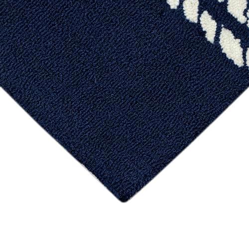 Coastal Charm Navy Blue Hand-Tufted Synthetic Rectangular Rug