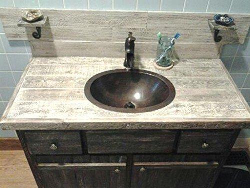 19" Oval Aged Copper Bathroom Sink with Lift and Turn Drain