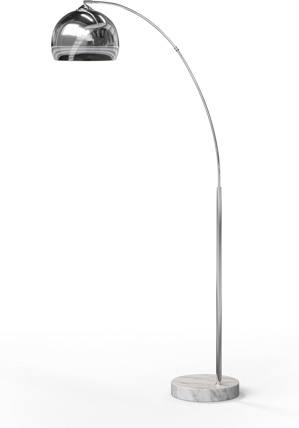 Chrome Arc Outdoor Floor Lamp with Faux Marble Base