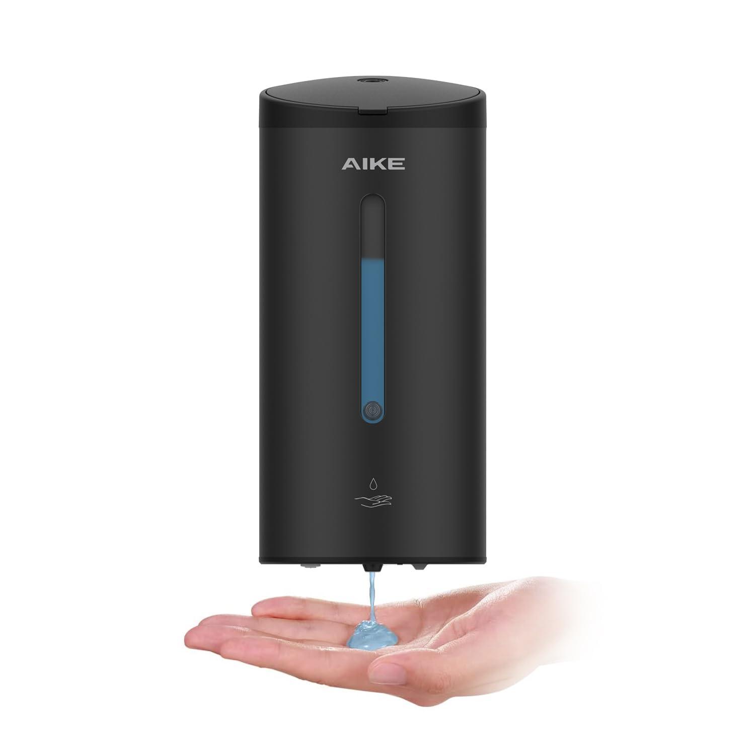 AIKE Automatic Wall Mount Liquid Soap Dispenser, Commercial Stainless Steel with 25oz Large Capacity Save Time Effort and Cost,Model AK1205(Matte Black)