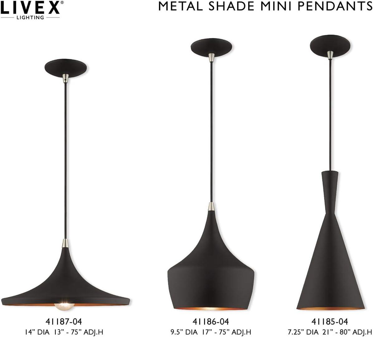 Livex Lighting Metal Shade 1 - Light Chandelier in  Black