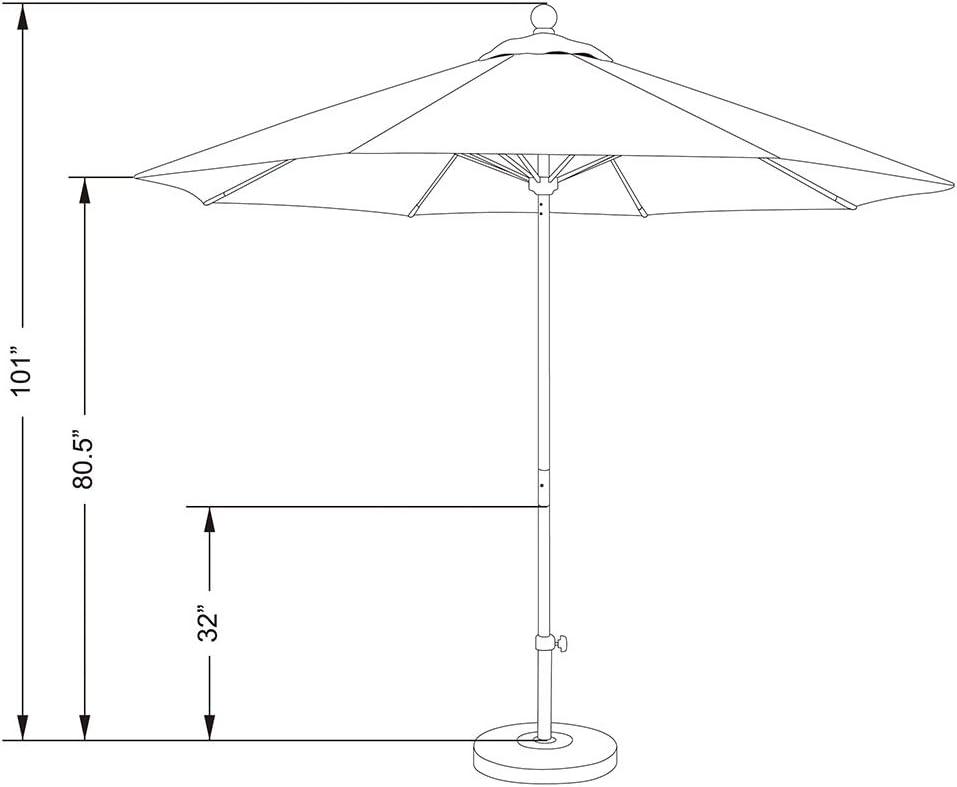 9 ft. Champagne Olefin Fabric White Aluminum Patio Umbrella