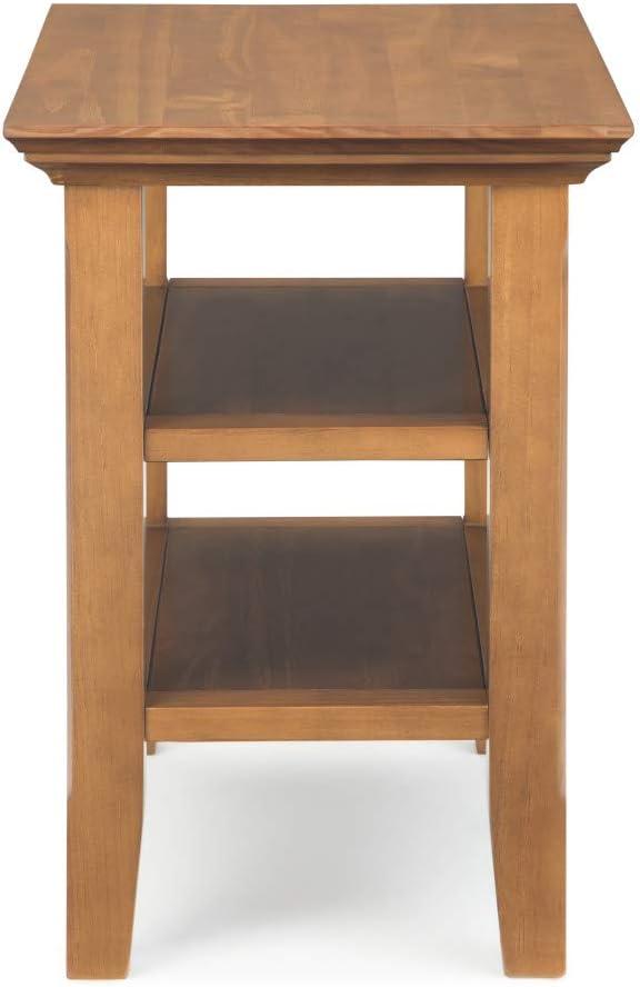 Simpli Home Acadian Wood 14" Rectangle Transitional Narrow Side Table in Light Golden Brown