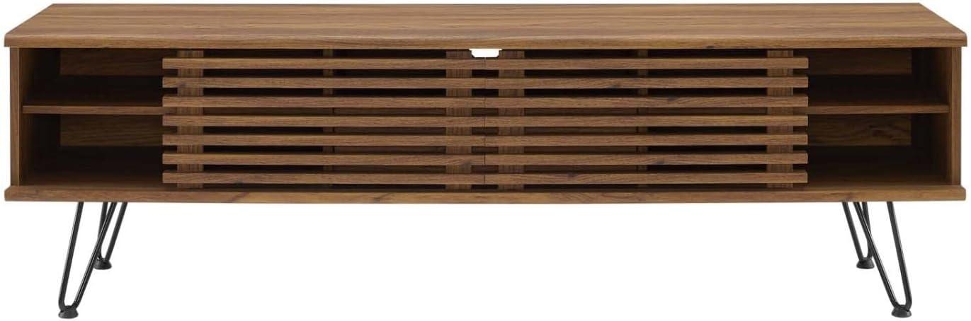 Render 59" Walnut Grain Media Console with Hairpin Legs