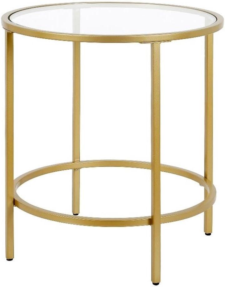 Evelyn&Zoe Sivil 20" Wide Round Side Table, Brass