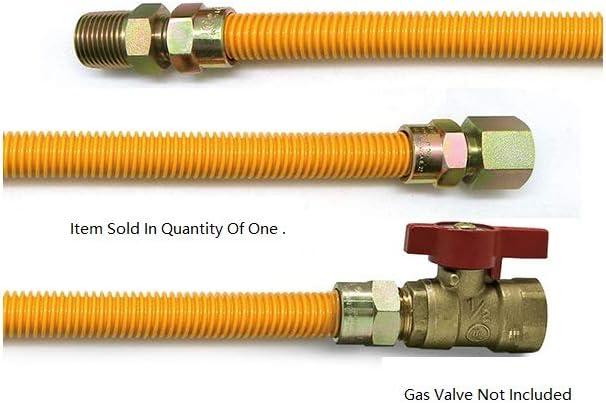 24" Yellow Epoxy Coated Stainless Steel Flexible Gas Connector Hose