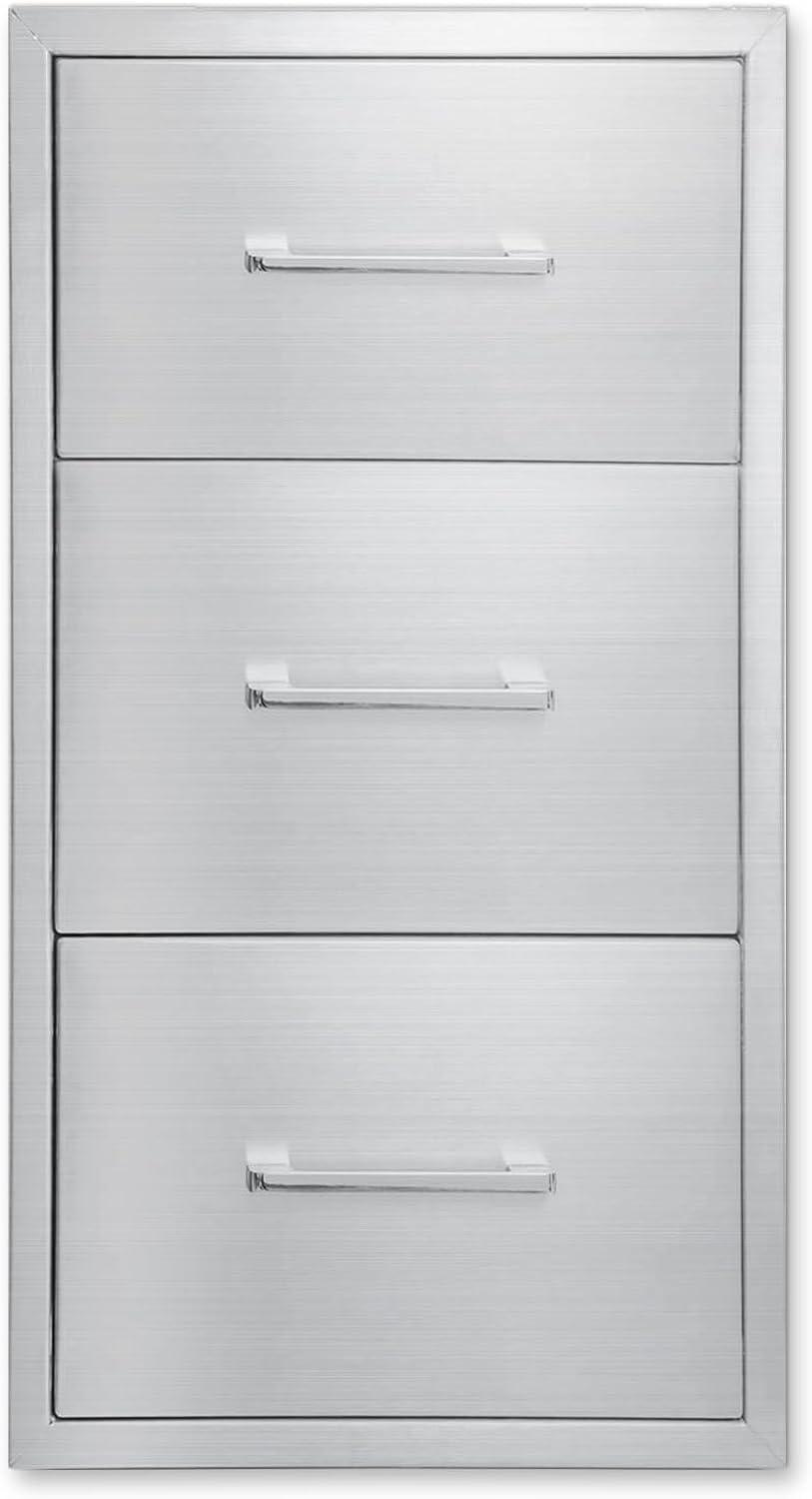 17W30H21D Inch Outdoor Kitchen Drawers Stainless Steel Double Drawer w/Paper Towel Holder Combo Works with Your Grilling or Prep Zones for Outdoor BBQ Island