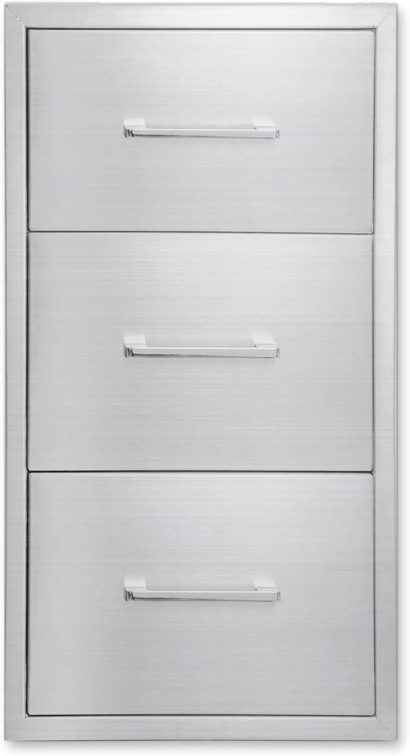 17W30H21D Inch Outdoor Kitchen Drawers Stainless Steel Double Drawer w/Paper Towel Holder Combo Works with Your Grilling or Prep Zones for Outdoor BBQ Island