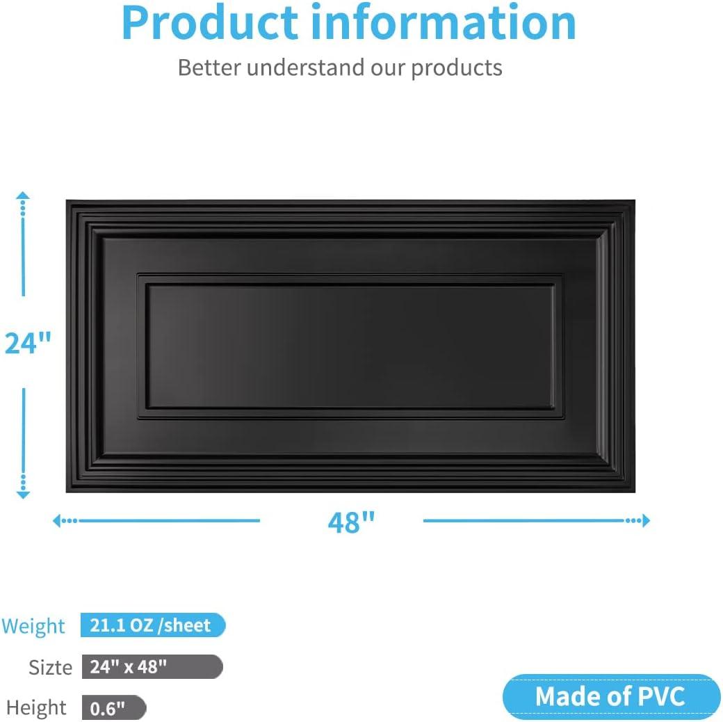 Black PVC 24x48in Decorative Drop Ceiling Tiles (12-Pack)