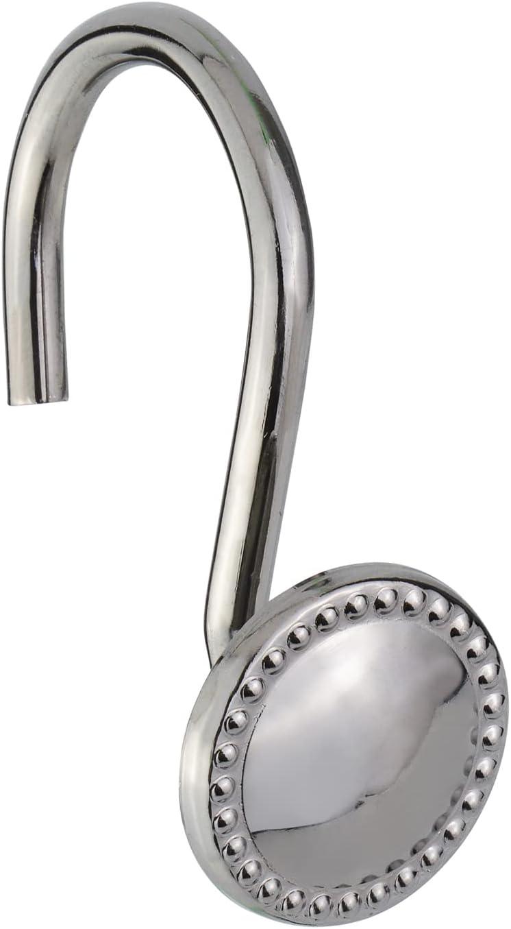 Nickel Button Design Rust-Resistant Shower Curtain Hooks Set