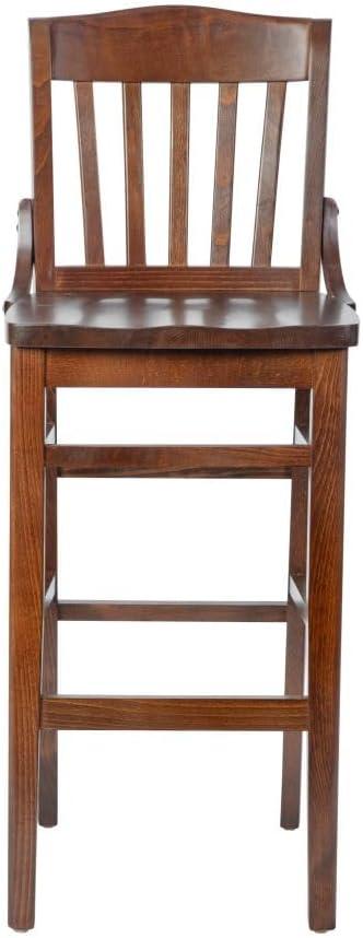 Flash Furniture HERCULES Series School House Back Walnut Wood Restaurant Barstool