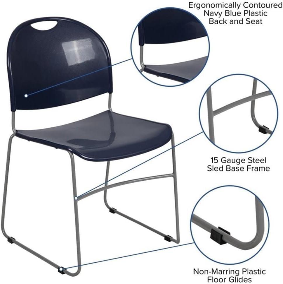 Flash Furniture HERCULES Series 880 lb. Capacity Ultra-Compact Stack Chair with Metal Frame
