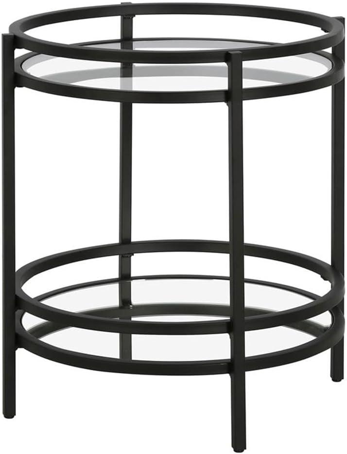 Evelyn&Zoe Robillard 20" Wide Round Side Table, Blackened Bronze