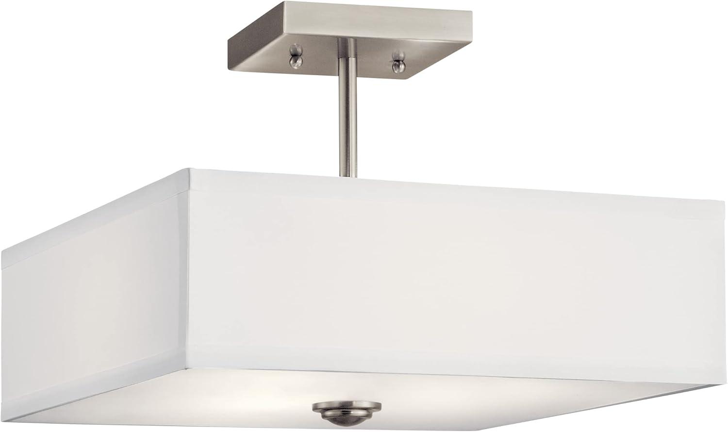 Elegant Urban 14" Brushed Nickel Square Semi-Flush Ceiling Light