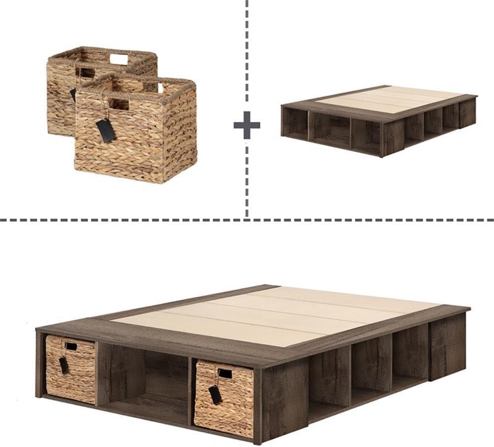 Avilla Storage Bed with Baskets Fall Oak - South Shore