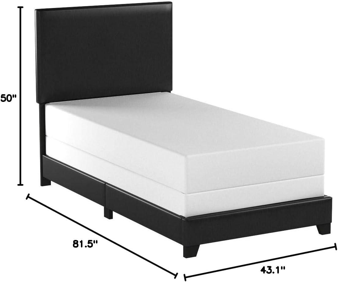 Crown Mark Erin Faux Leather Bed, Black, Twin