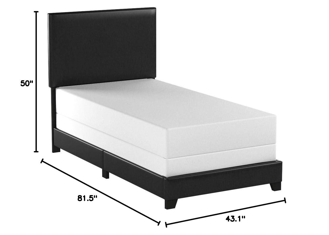 Crown Mark Erin Faux Leather Bed, Black, Twin