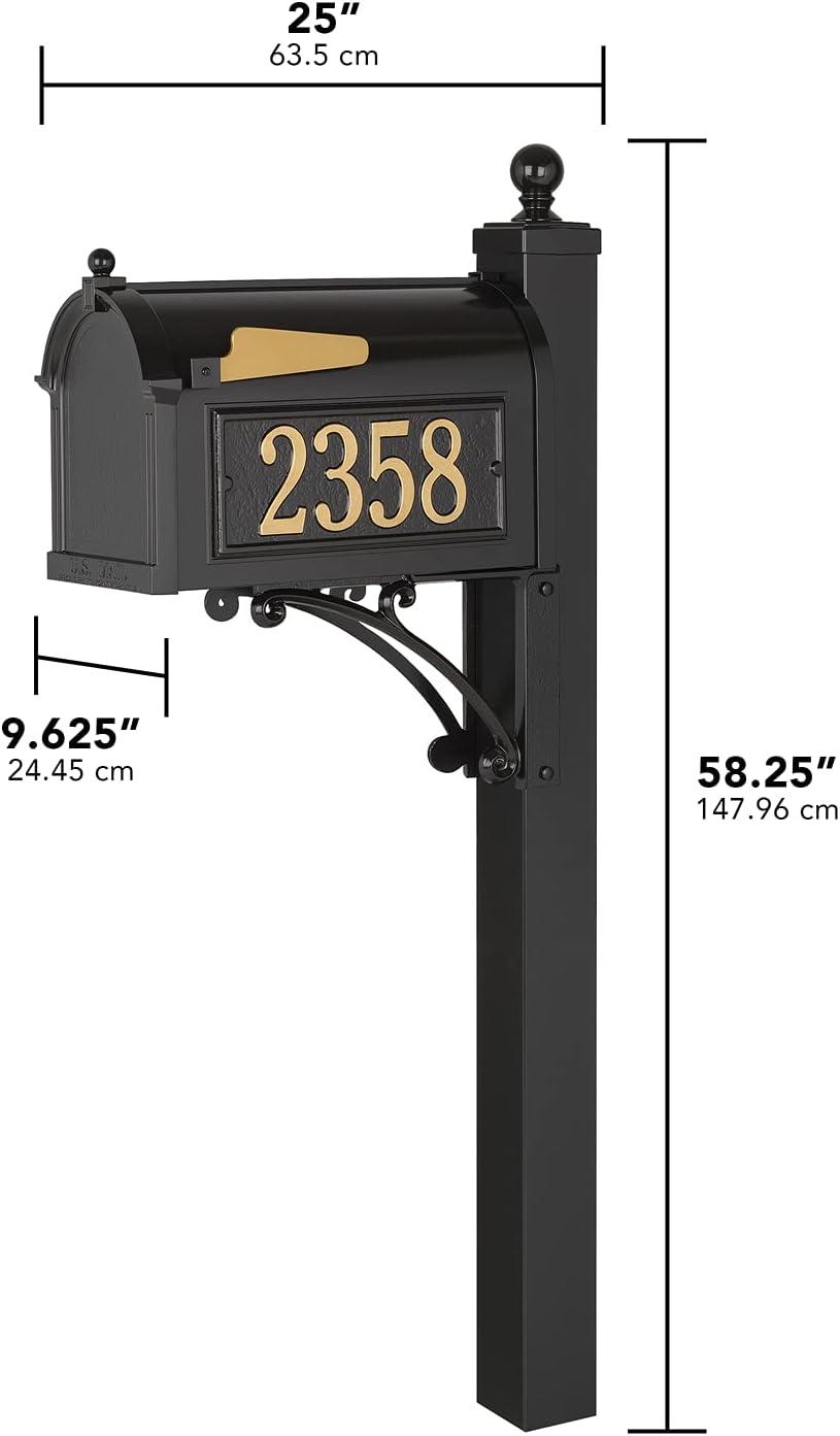 Black Aluminum Capitol Mailbox with Side Address Plaques