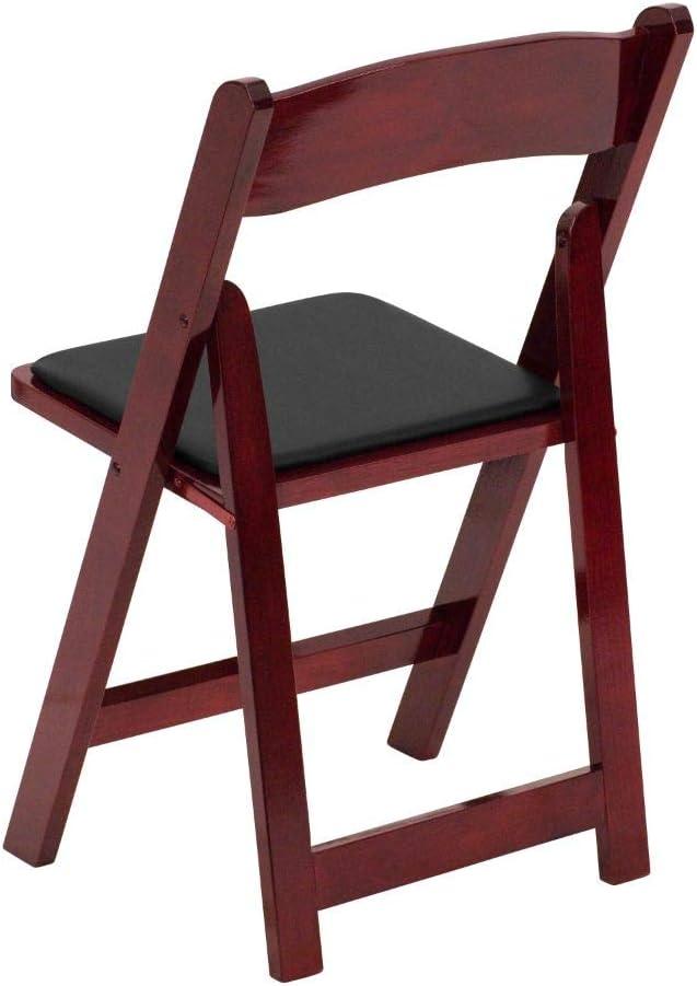 Flash Furniture 4 Pack HERCULES Series Mahogany Wood Folding Chair with Vinyl Padded Seat