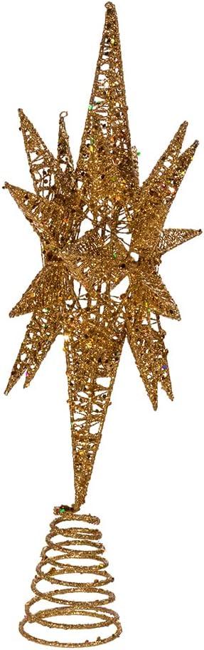 Kurt Adler 16.5-Inch Gold Glitter Wire 3D Star Treetop