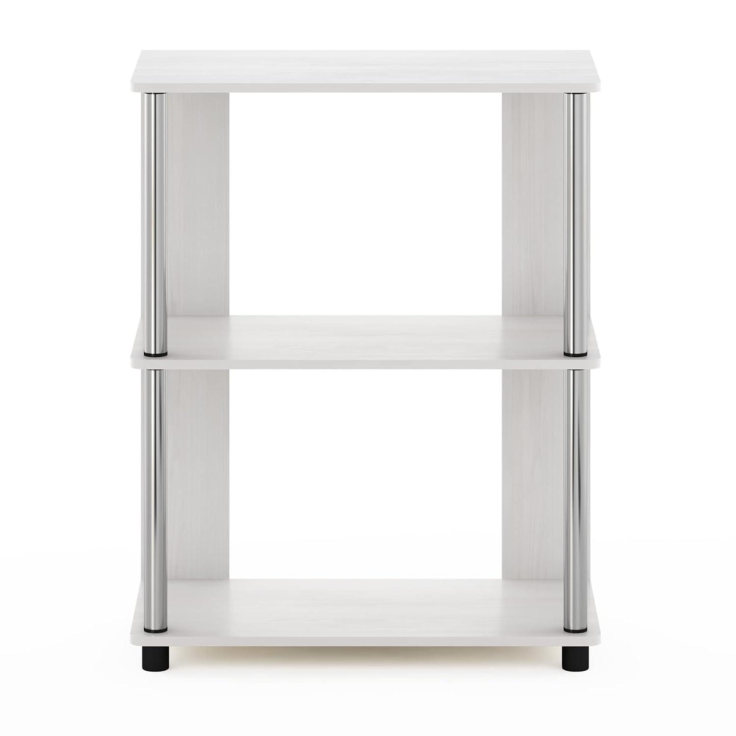 Furinno Simple Design 3-Tier Decorative Bookshelf Industrial Open Bookcase Display Shelf Storage Rack,White Oak