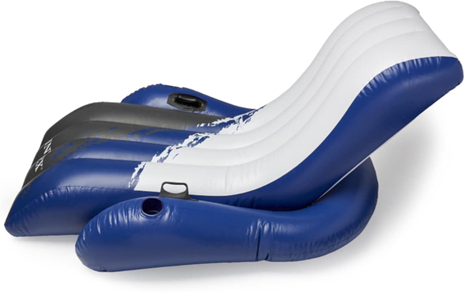 Intex Inflatable Floating Pool Recliner Chair with Cup Holders Large Outdoor