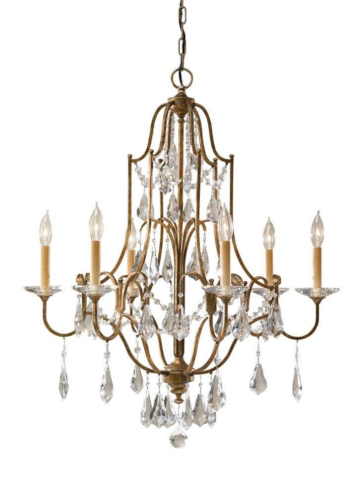 Feiss F2478/6OBZ Valentina Crystal Candle Chandelier Lighting, Bronze, 6-Light (29"Dia x 33"H) 360watts