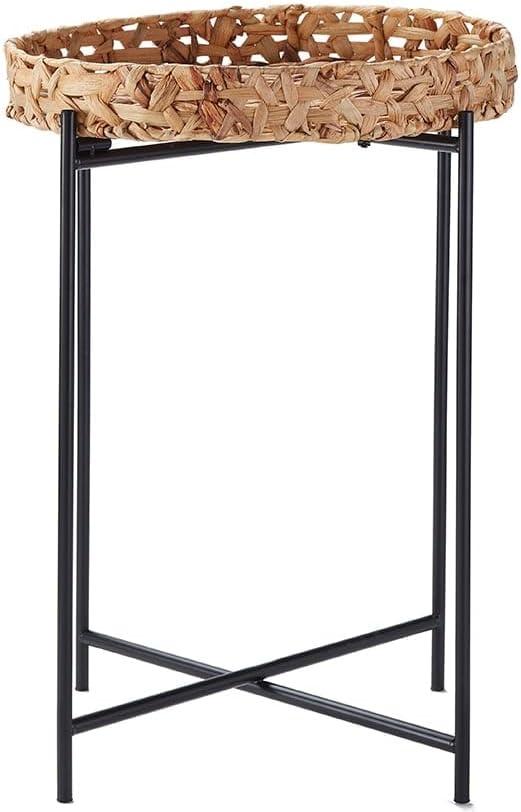 The Lakeside Collection Seagrass Side Table - Round Tray Couch Accent Table for Wicker Coastal Vibe