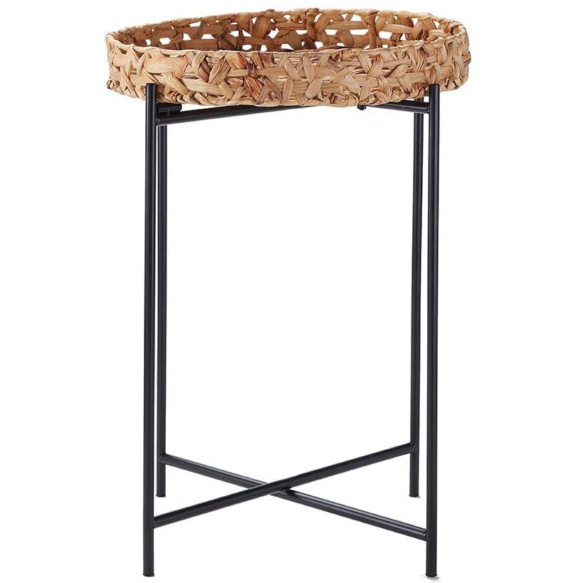 The Lakeside Collection Seagrass Side Table - Round Tray Couch Accent Table for Wicker Coastal Vibe