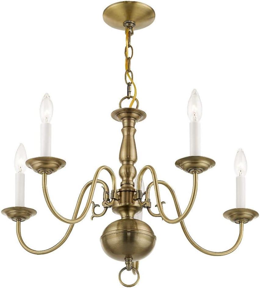 Livex Lighting Williamsburgh 5 - Light Chandelier in  Polished Brass