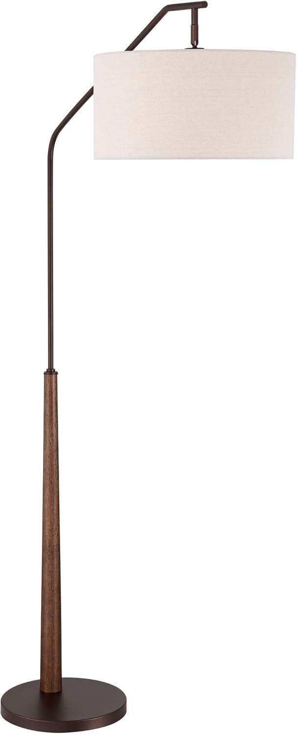 Franklin Iron Works Kipling Farmhouse Rustic 76" Tall Standing Floor Lamp Large Arc Foot Switch Bronze Wood Living Room Bedroom House Reading Office