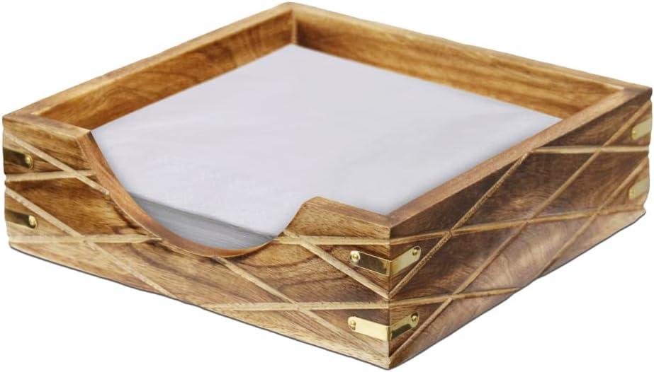 Vintiquewise Tabletop Decorative Wood Napkin Holder for Kitchen, Dining Table and Counter Tops