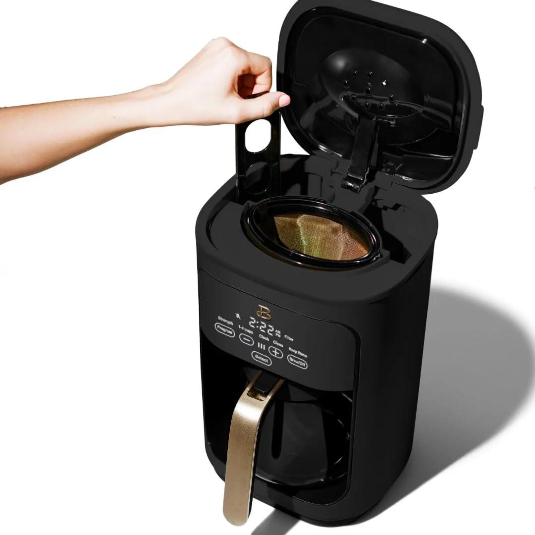 Beautiful 14-Cup Programmable Drip Coffee Maker with Touch-Activated Display, Oyster Grey by Drew Barrymore