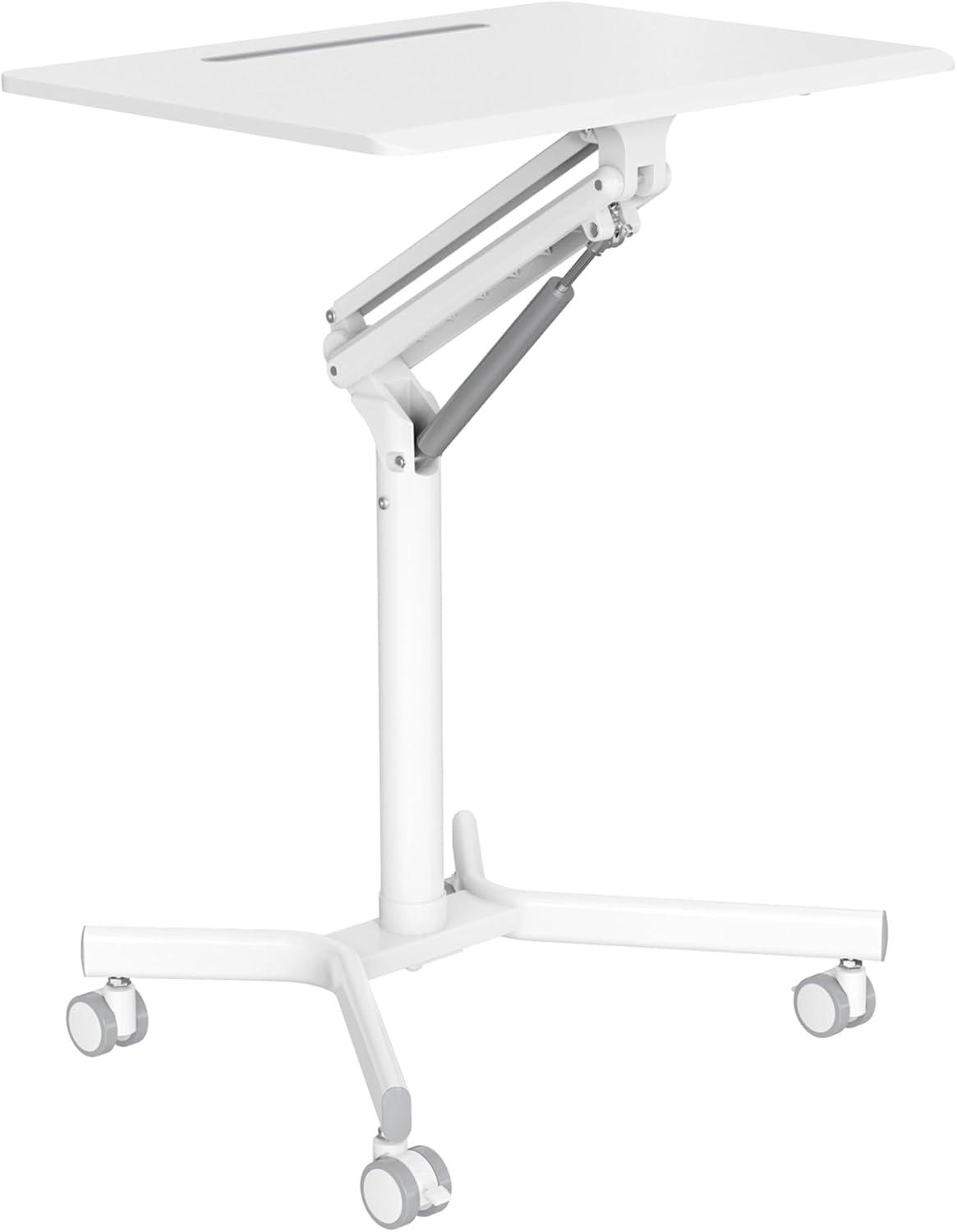 Realspace® 28"W Mobile Sit-to-Stand Compact Desk/Laptop Cart Workstation, 28-3/4"H x 28"W x 22-1/16"D, White