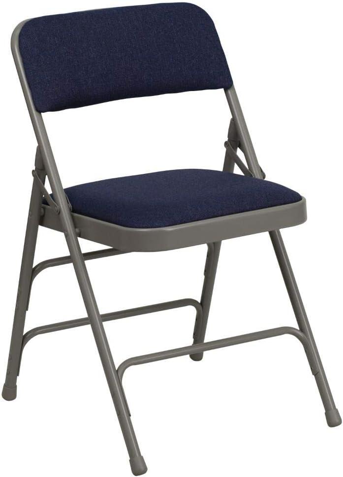 Flash Furniture 4 Pack HERCULES Series Curved Triple Braced & Double Hinged Navy Fabric Metal Folding Chair
