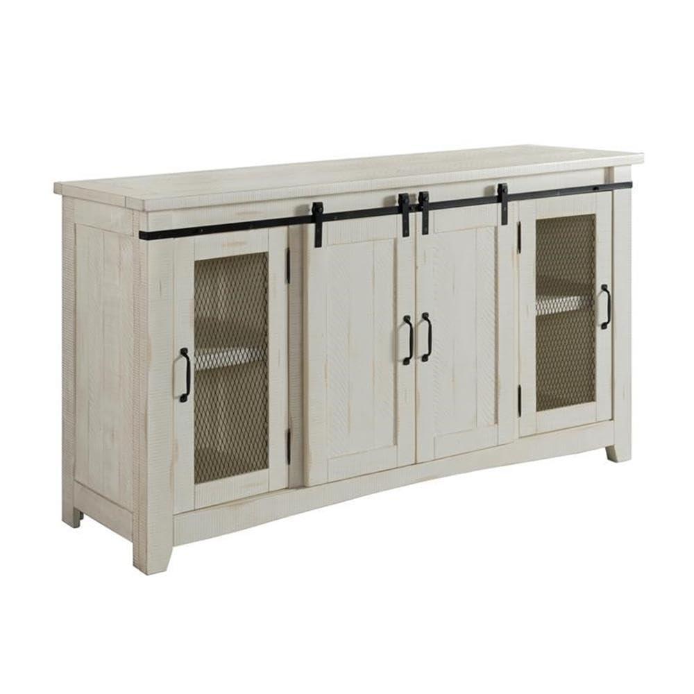 Martin Svensson Home Hampton Solid Wood TV Stand White Stain with Grey Stain Top