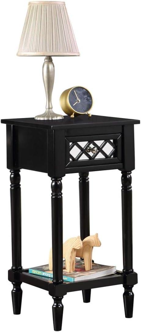 Convenience Concepts French Country Khloe Deluxe 1 Drawer Accent Table with Shelf, Black