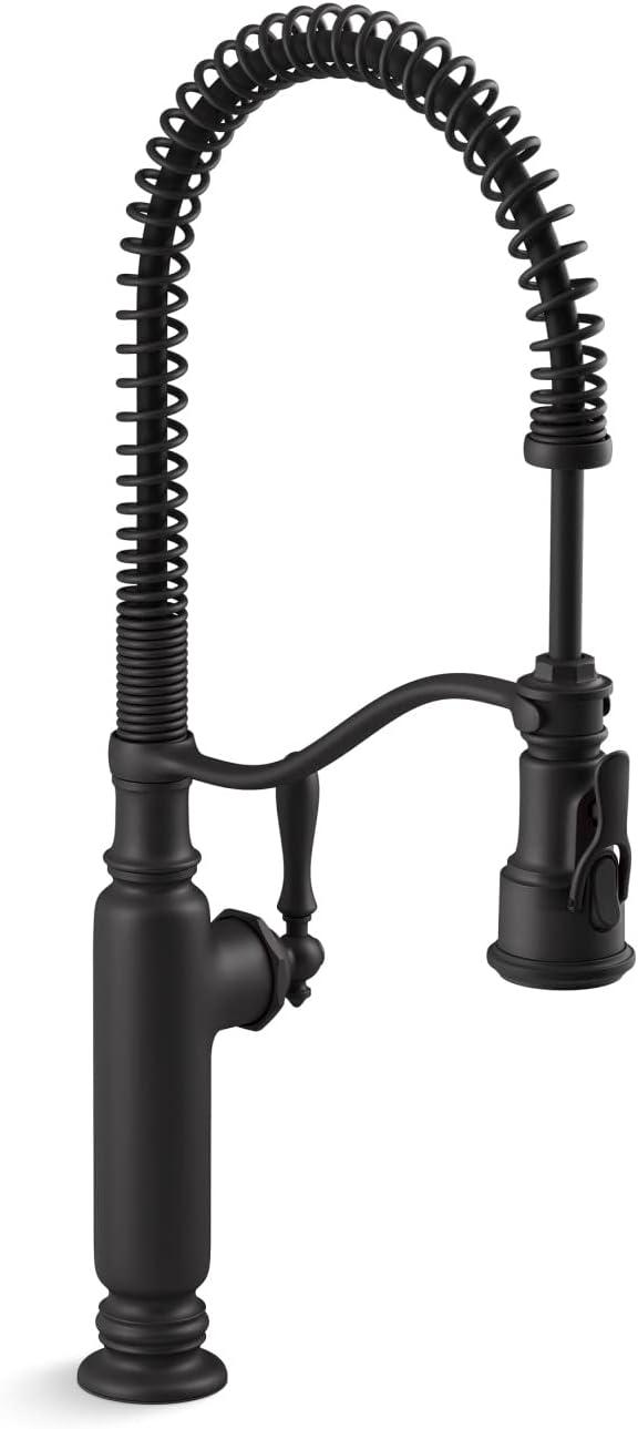 Matte Black Semi-Professional Kitchen Faucet with Pull-Down Spray