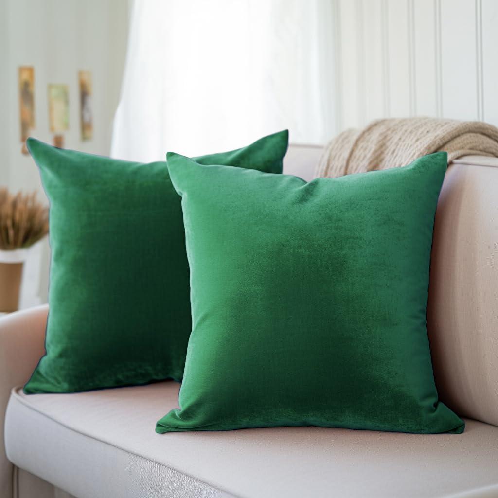 Nmkwnr 2 Pack Soft Velvet Throw Pillow Covers Solid Square Pillow Cases Modern Cushion Covers Case for Sofa Car Office Living Room, 18x18inch