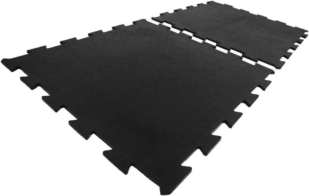 Black Interlocking Rubber Gym Tiles, 24 x 24 Inches, 4-Pack