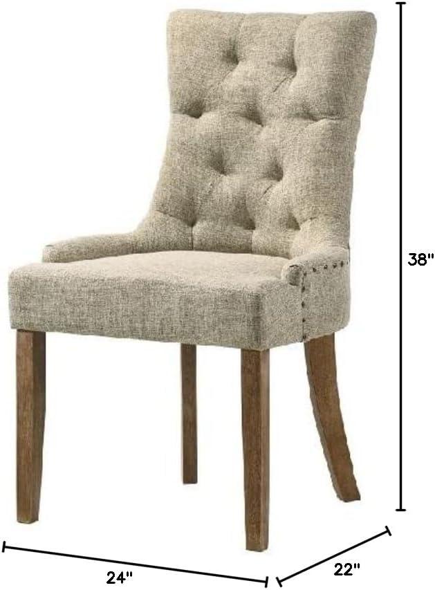 22" Yotam Accent Chair Beige Fabric/Salvaged Oak Finish - Acme Furniture