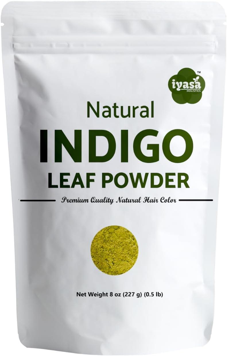 Iyasa Holistics Indigo Powder,Indigofera tinctoria, 8 oz/226 gm, Natural Hair Dye Color Henna Application