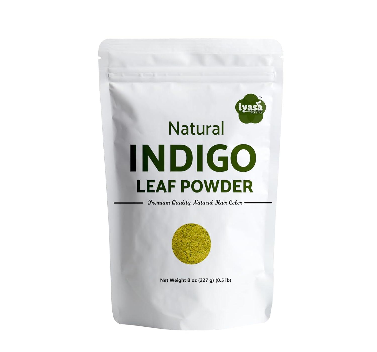 Iyasa Holistics Indigo Powder,Indigofera tinctoria, 8 oz/226 gm, Natural Hair Dye Color Henna Application