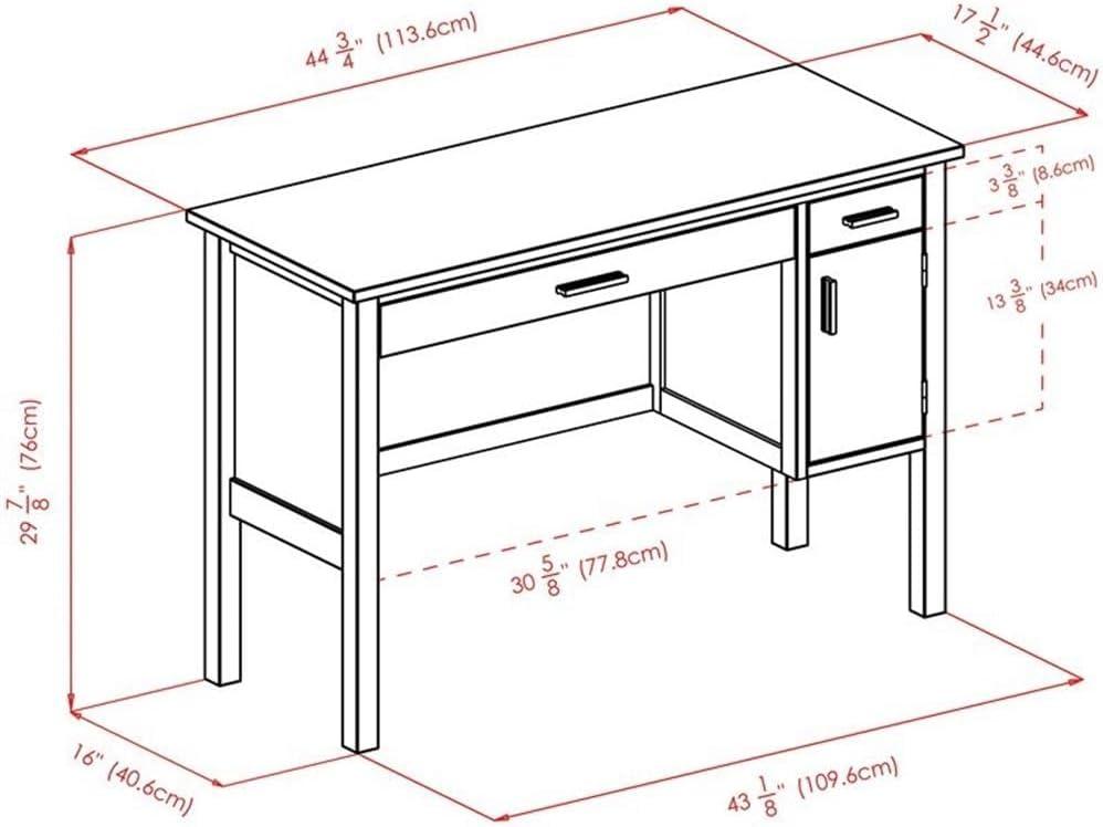 Emmett Writing Desk Walnut - Winsome: Wood Frame, 3 Drawers, Home Office Furniture