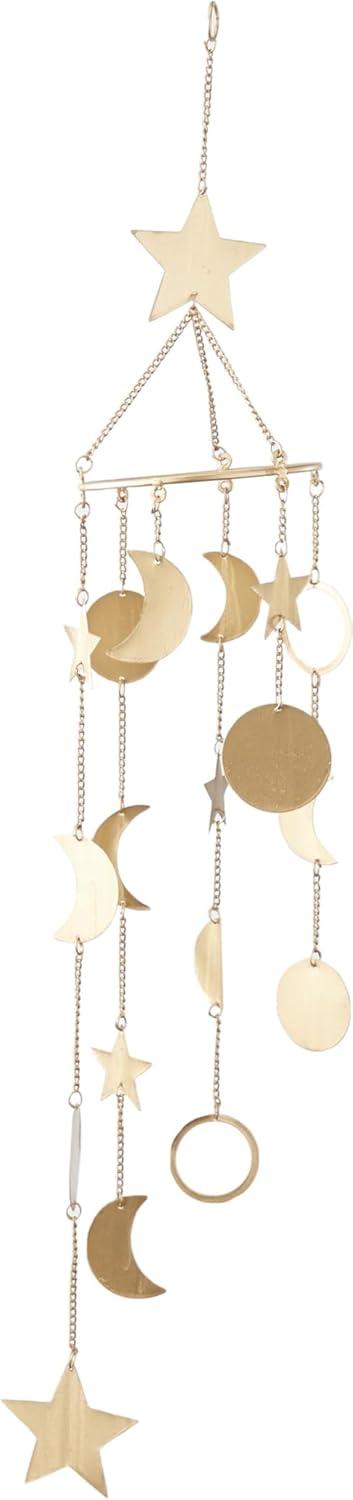 DecMode 39" Gold Metal Moon and Star Windchime