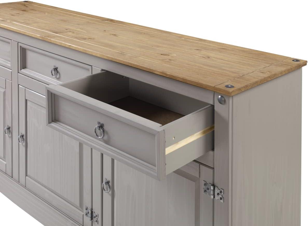 65.91 x 31.73 x 16.93 in. Cottage Series Wood Buffet Sideboard, Corona Gray