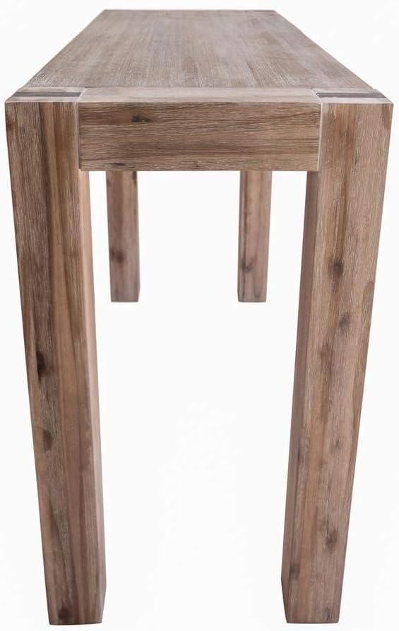 Woodstock Acacia Wood and Bronze Media Console Table, Brushed Driftwood