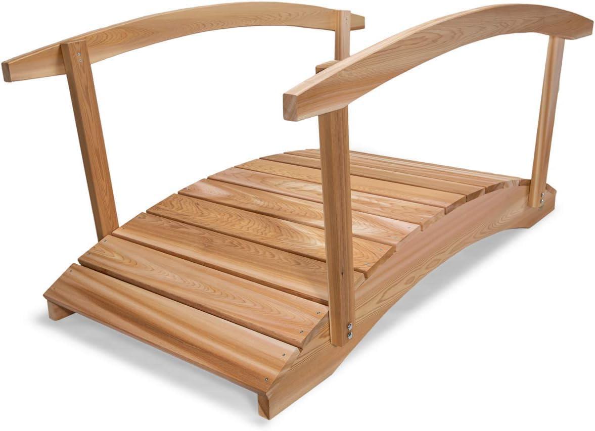 6-Foot Natural Cedar Garden Bridge with Side Rails