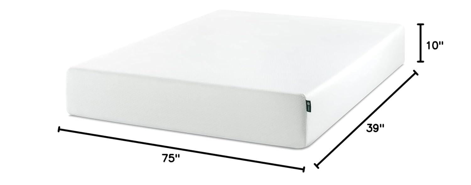 ZINUS 10 Inch Green Tea Memory Foam Mattress [New Version], Twin, Fiberglass free, Medium Firm Feel, Zoned Pressure Relief, Certified Safe Foams & Fabric, Mattress in A Box